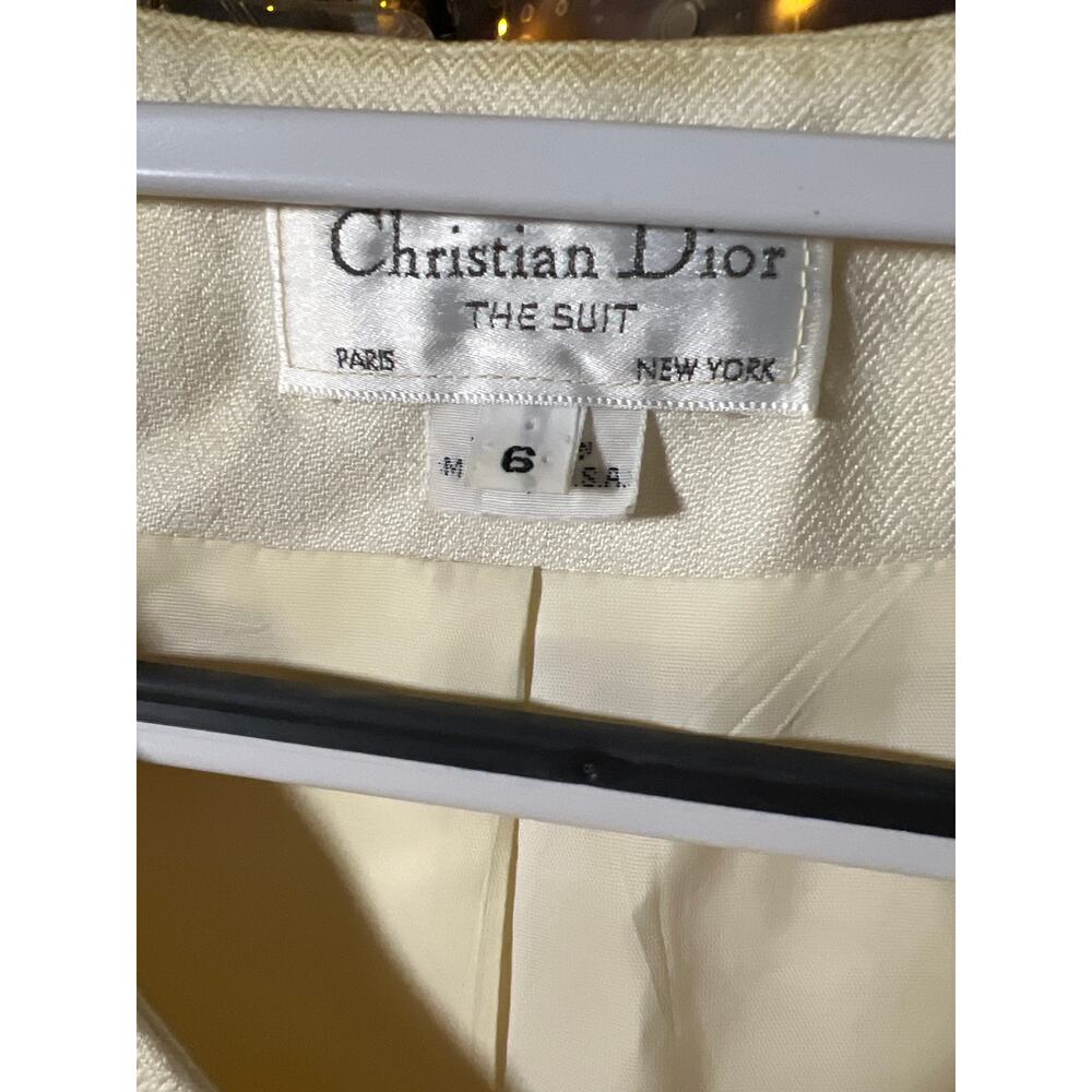075 Vintage Christian Dior The Suit Ivory Wool Jacket USA Made Women’s 6 - Picture 2 of 10